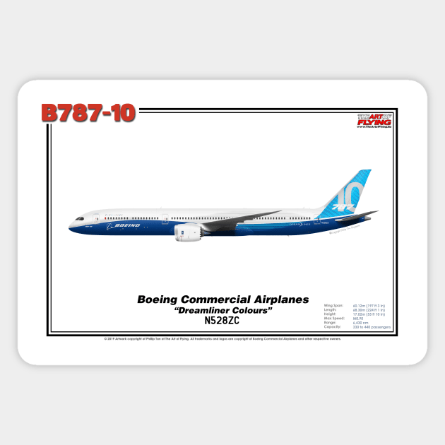 Boeing B787-10 - Boeing "Dreamliner Colours" (Art Print) Sticker by TheArtofFlying